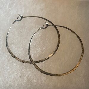 Elegant Hammered Sterling Silver Hoop Earrings